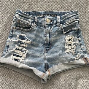 American Eagle Outfitters Ripped Light Blue Jean Shorts